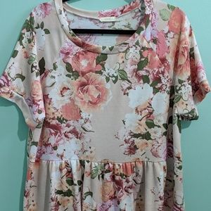 Oddy Boutique BabyDoll SS Top Pink Floral Sz. 3XL